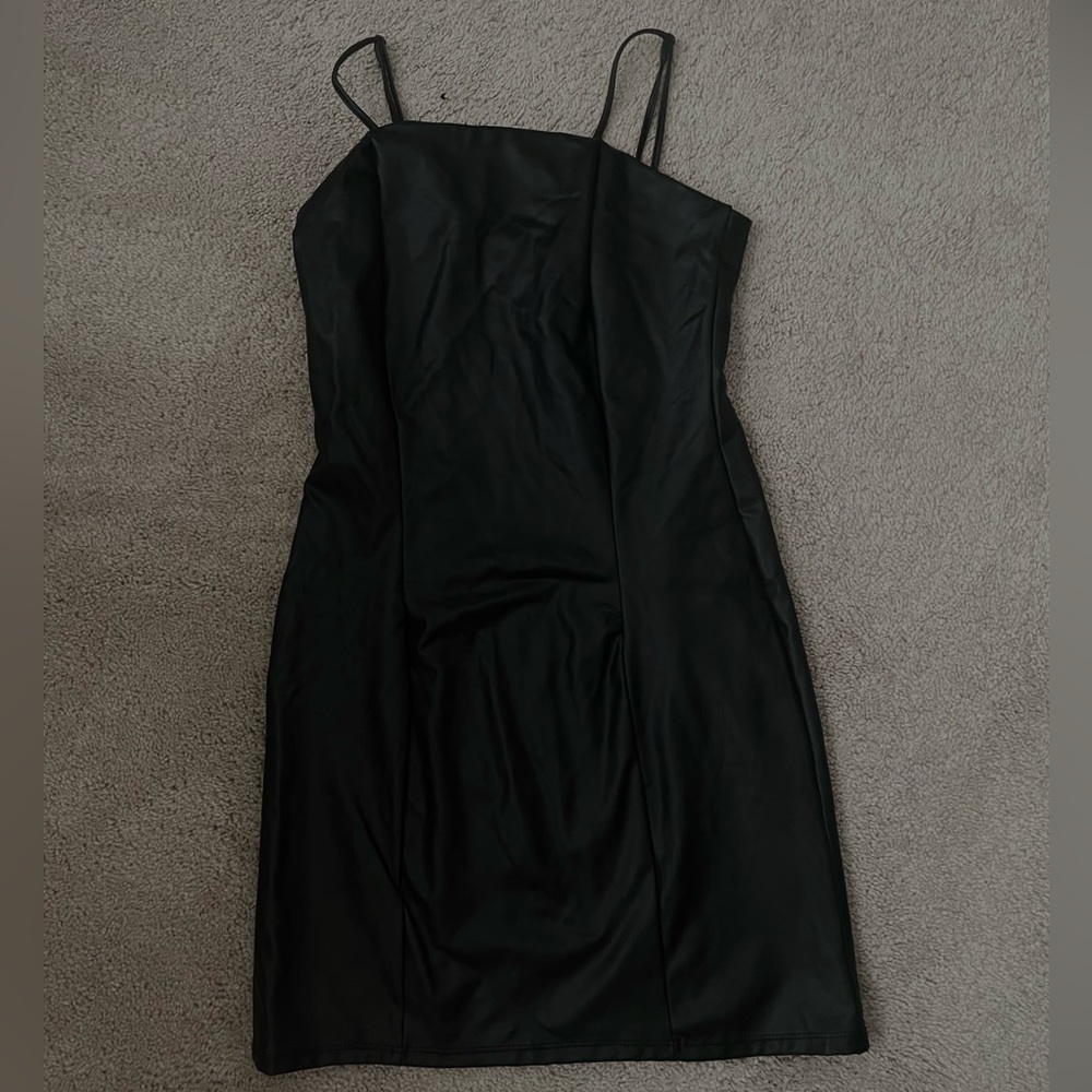 Black leather dress